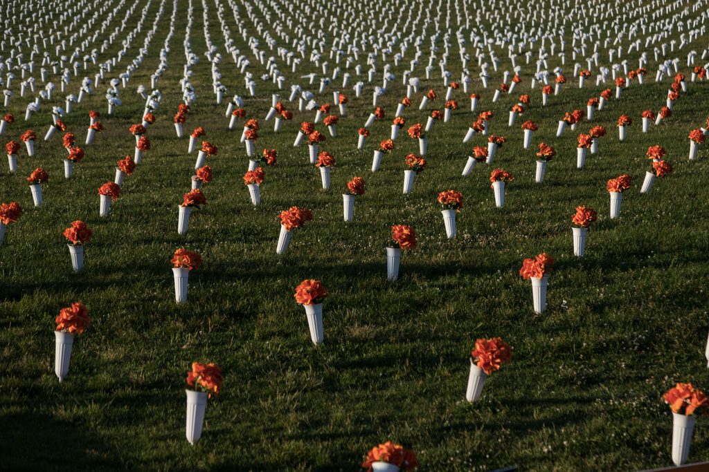 Imagen que evoca un homenaje a víctimas del terrorismo con flores